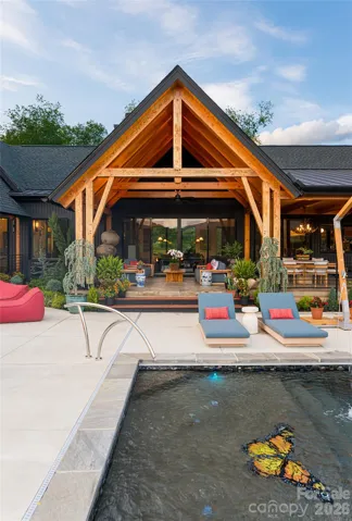 Custom pool with butterfly mosaic inspired by the Seller's vision 