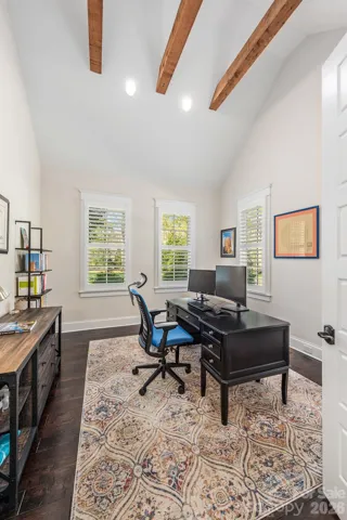 Large Office with Vaulted Ceiling and Stained beams
