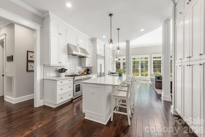 Kitchen is flooded with light