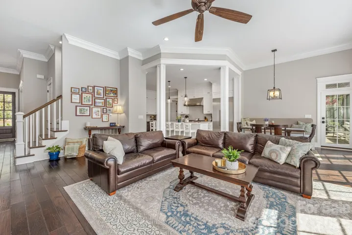 Kitchen flows seamlessly into great room and breakfast nook. 