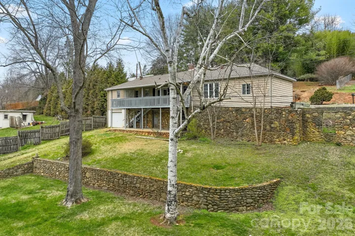 The creek (Pharr Branch) is located about 50' downhill from the river birch and maple trees