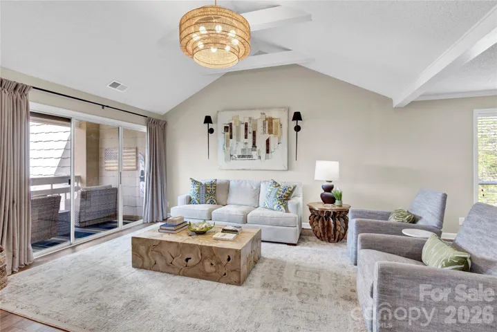 Living room with sliding glass doors.