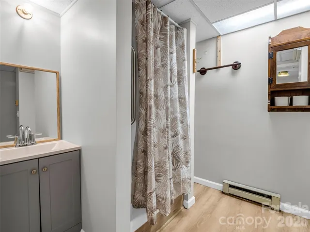 Basement bathroom with walk-in shower