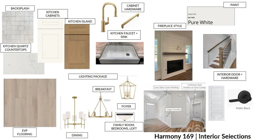 Visual representation of interior design selections for Homesite 169