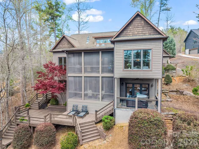 Lakeside view of the home.