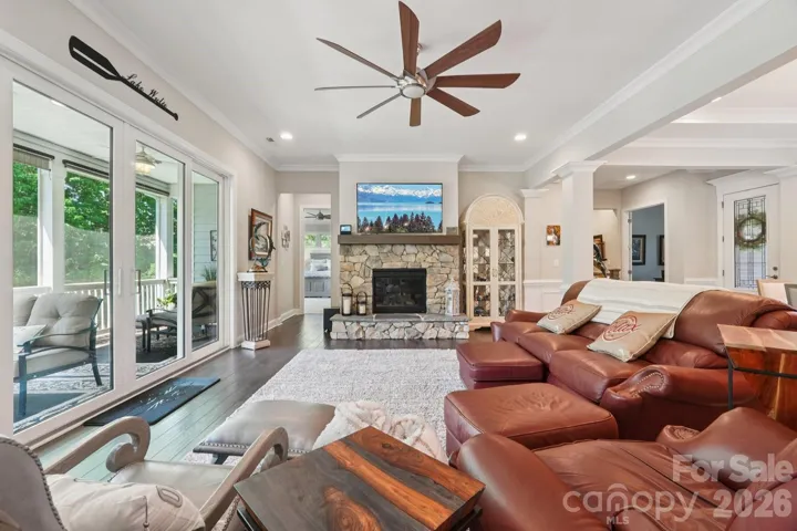 Main living area with large sliders out to the patio