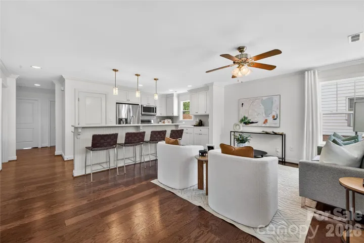 kitchen and living