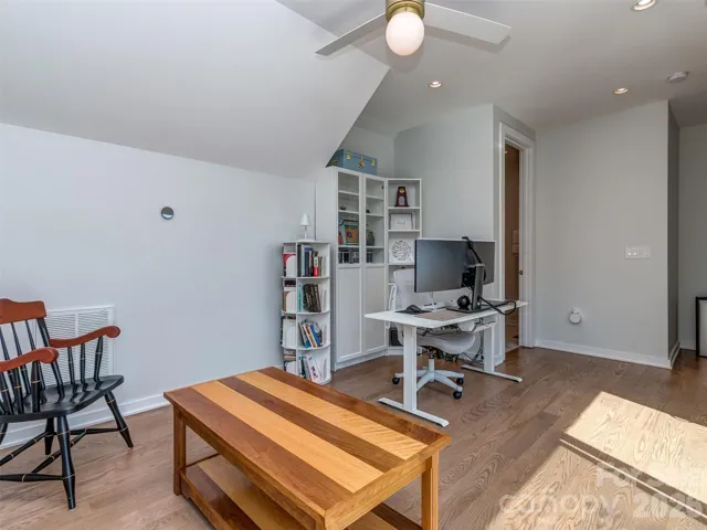 Full Guest Suite or Bonus Room on the Top Floor with a Full Bath, Hardwood Floors, Recessed & Fan Lighting, & Large Slider to the Rooftop Terrace!