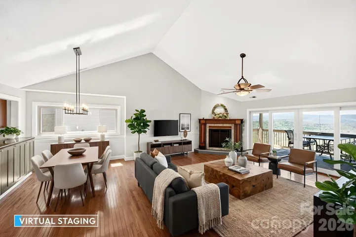 Open living and dining area off the kitchen