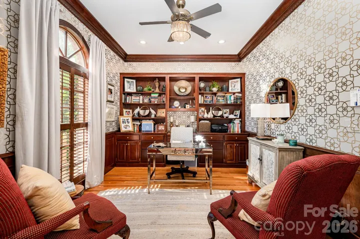 Lovely home office with built in cabinets