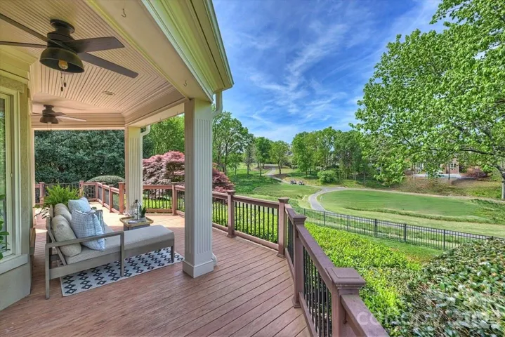 Expansive deck overlooking the TPC Piper Glan 8th hole