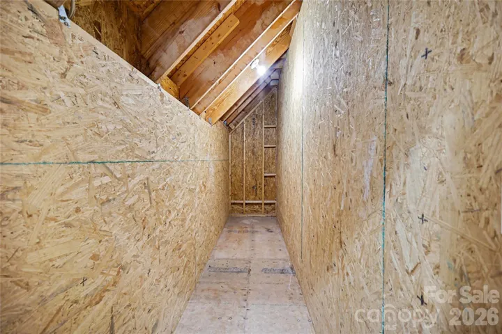 One of several unfinished storage closets in the home