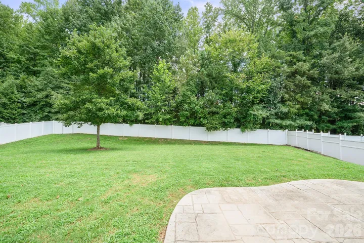Huge, flat, fenced rear yard.