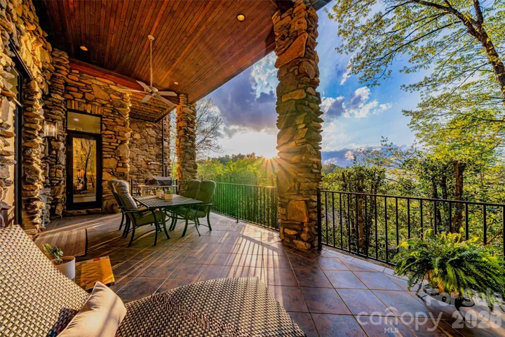 Lower level deck with evening light