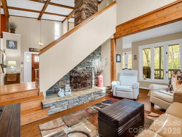 Family Room showing stairs to upper level