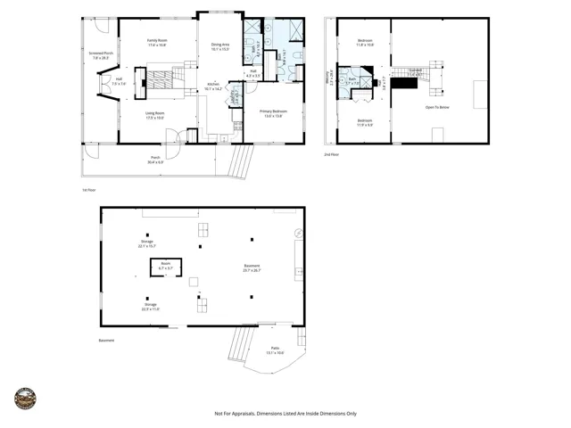 Floor Plan  of Main Level, Upper Level and Basement