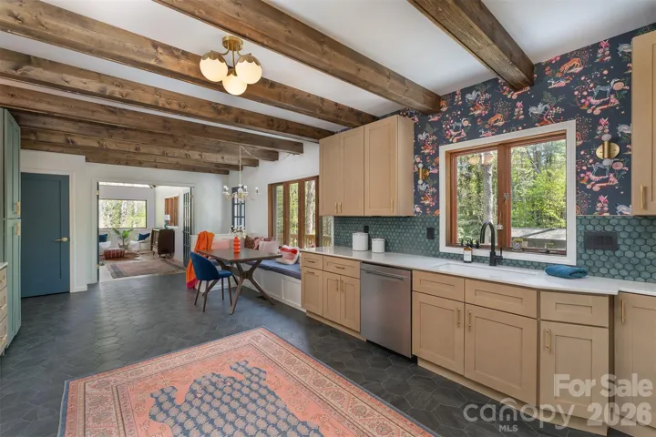 kitchen with lots of unique touches + under cabinet lighting