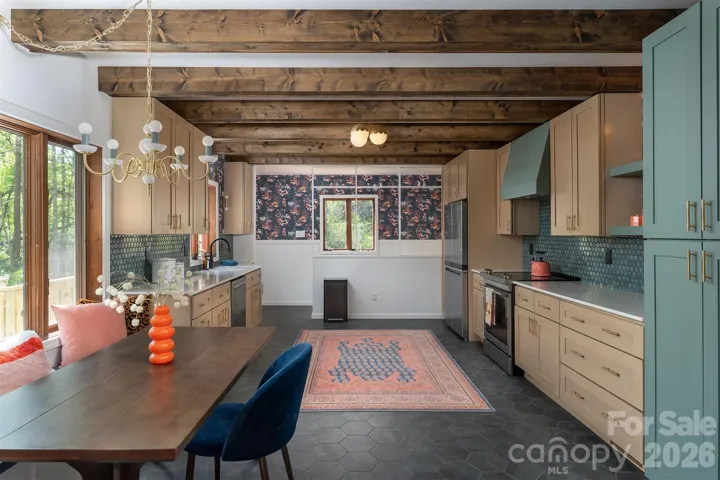 View of kitchen/dining area. This is also the way to the basement