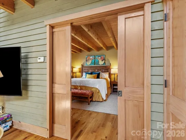 Pocket doors in primary bedroom.