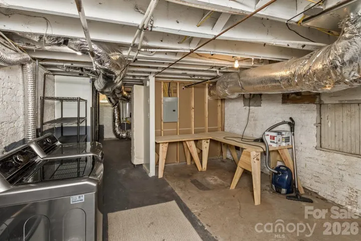 Basement level laundry and storage 
