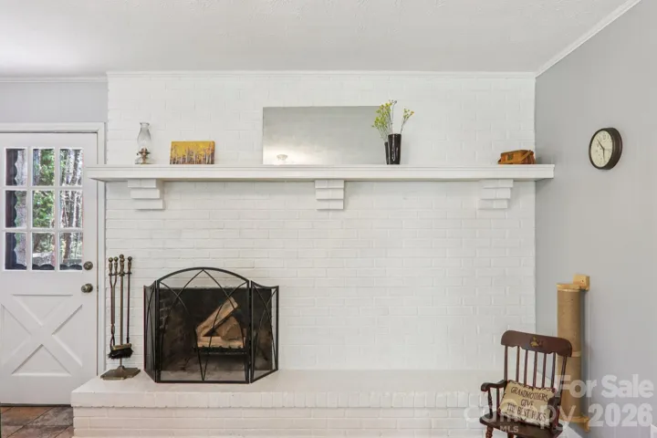 Wood burning fireplace in family rm.