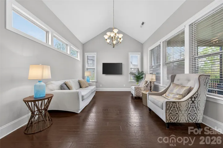 Living Room with Vaulted Ceiling