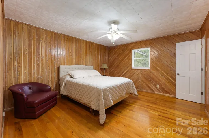 Bedroom with hardwood floors