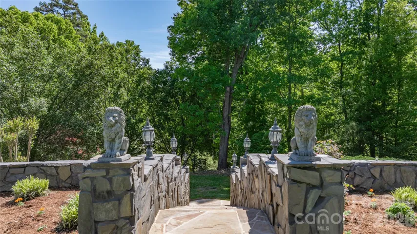 Rock steps down the front yard