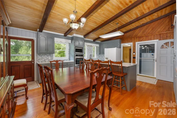 Dining area with hardwood floors