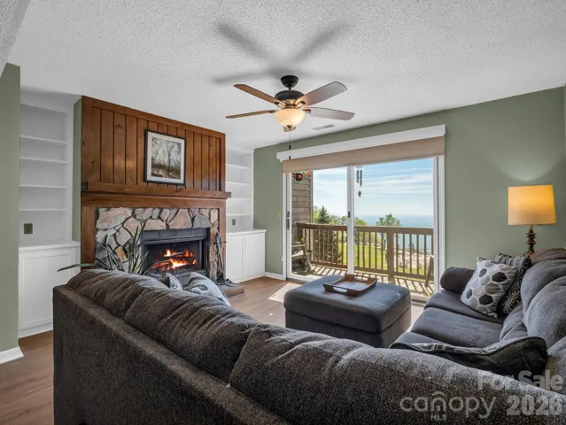 Living Room with wood burning fireplace
