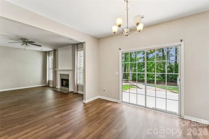 Dining area overlooking backyard