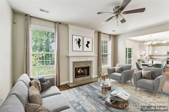 Virtually staged living room