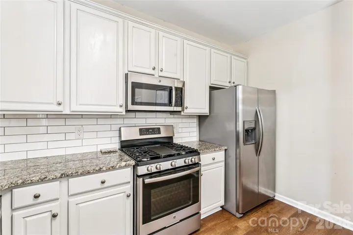 Gas range, microwave and refrigerator