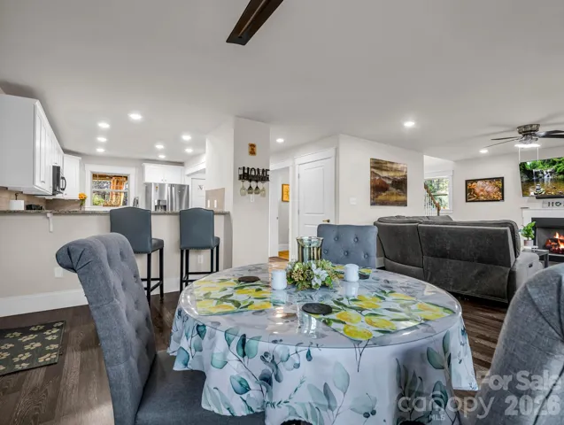 Dining area is open to the kitchen and living room.