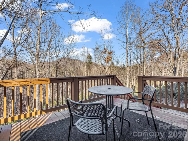 Back deck offers winter mountain views.