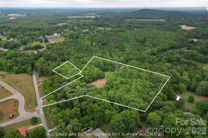 Aerial overview of ±10 acres of primarily flat, usable land with visible boundaries—well-suited for a small subdivision, spec home pipeline, or multiple homesite development.