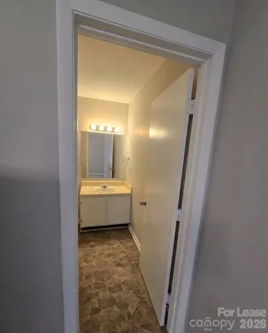 First bedroom interior perspective - Bathroom entryway