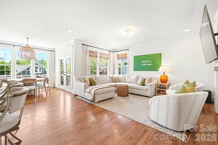 Generous family room with french doors to rear porch and deck