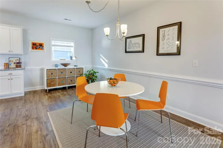 This large dining area could easily fit a table for 8