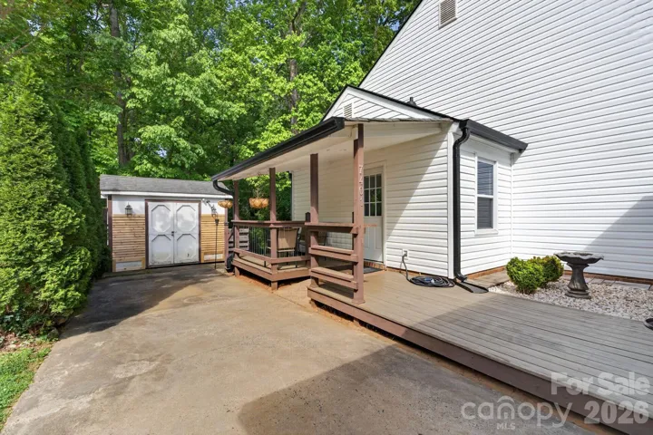 Side porch and storage shed.
