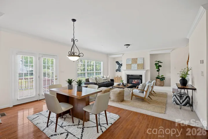 Open dining and living area