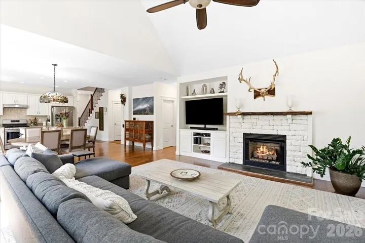 Slate hearth and live wood edge mantle