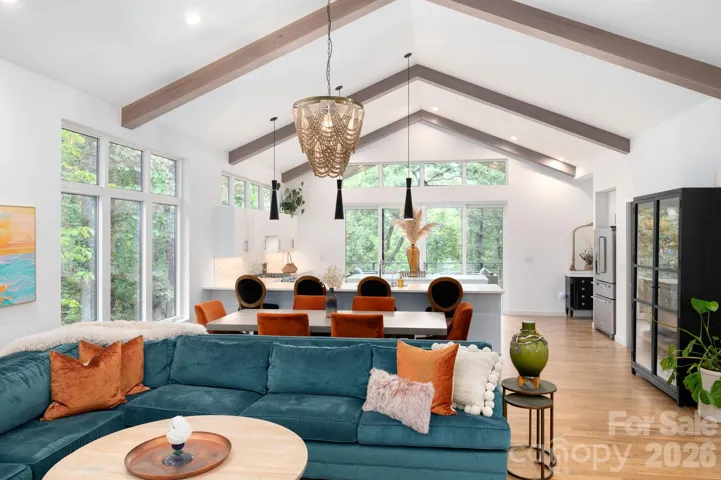 Stylish space with statement lighting and flow.