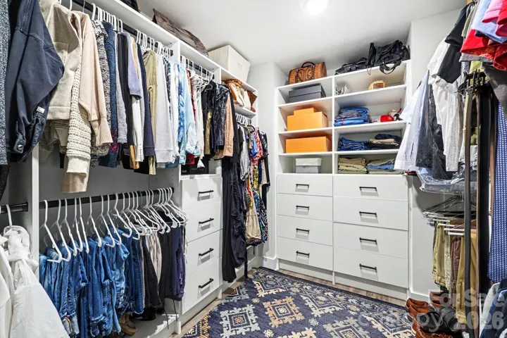 Large primary with custom closets
