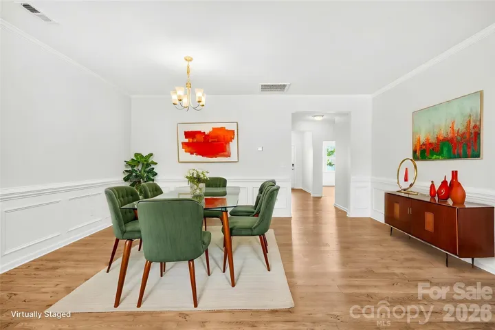 Virtually staged dining area