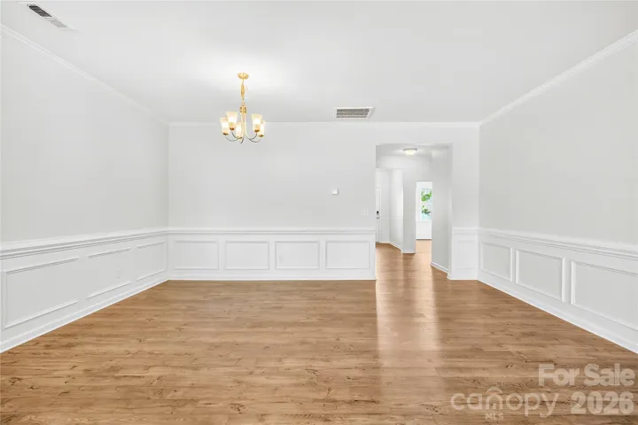 Dining area with pretty molding