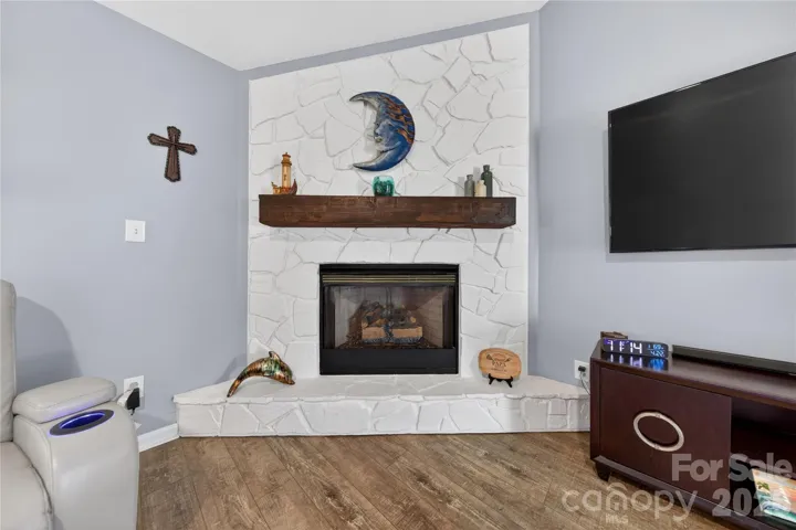 Stone Fireplace with Custom Mantel