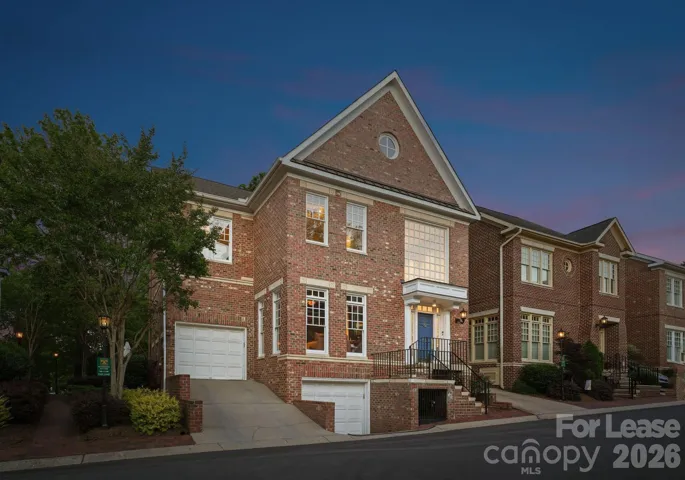 Front exterior view at twilight.
