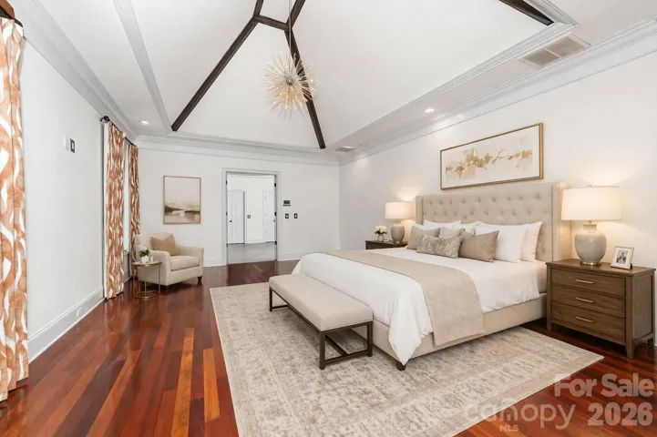 Virtually staged primary bedroom