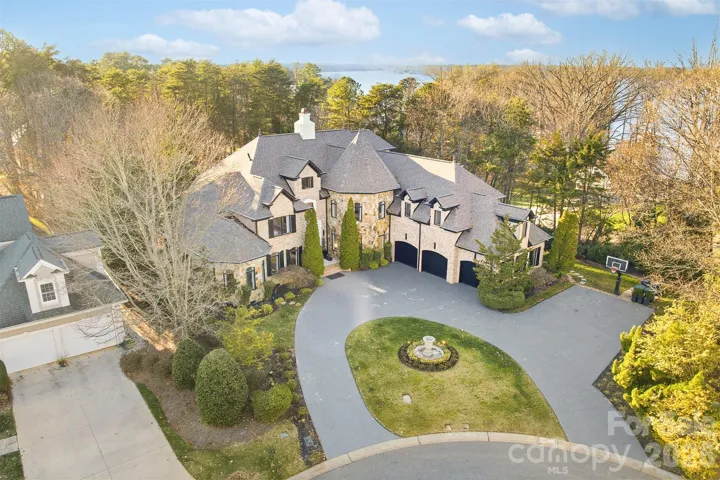 large circular driveway Partial views of Lake Norman